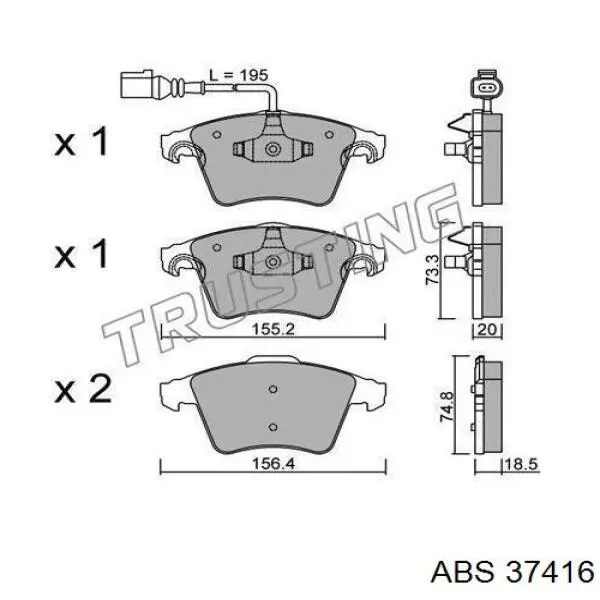 Купить 37416 ABS Колодки тормозные