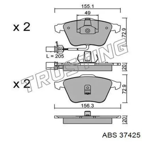 Купить 37425 ABS Колодки тормозные
