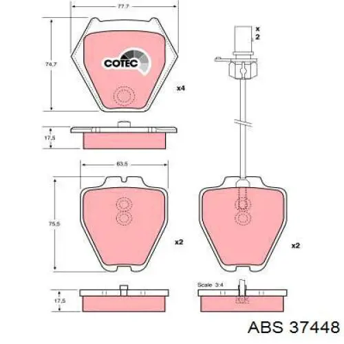 Купить 37448 ABS Колодки тормозные