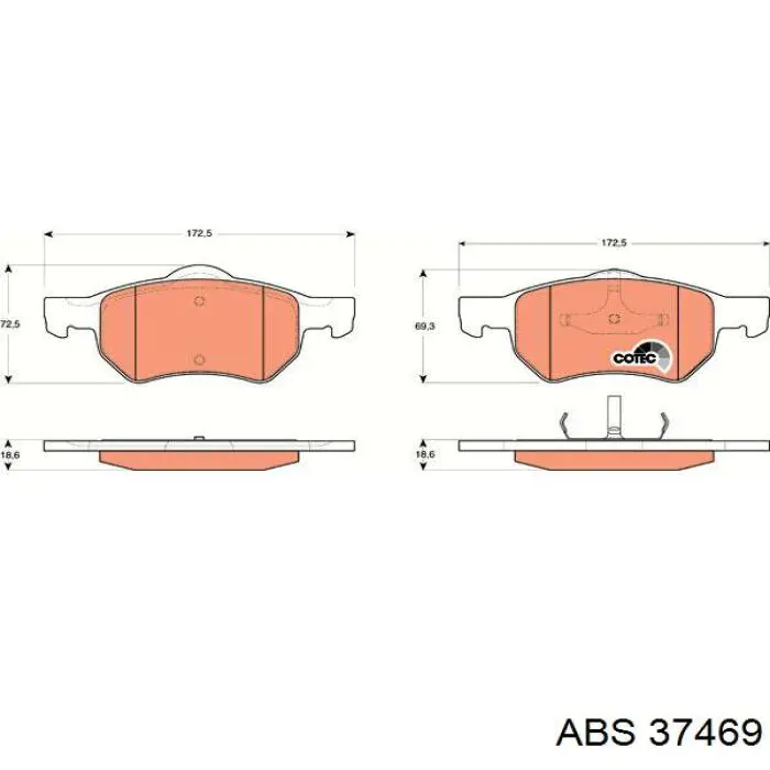 Передние тормозные колодки 37469 ABS