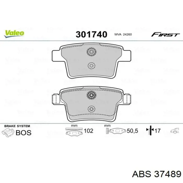 Купить 37489 ABS Колодки тормозные задние, дисковые