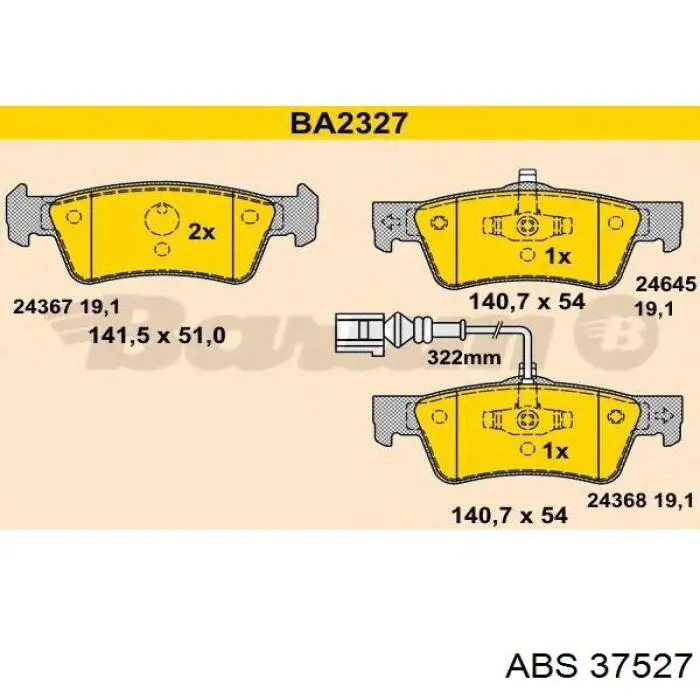 Купить 37527 ABS Колодки тормозные задние, дисковые