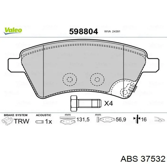 Колодки ABS 37532 цена, от 22.31 USD