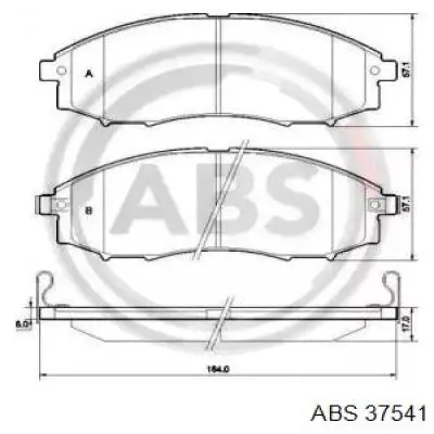 Передние тормозные колодки 37541 ABS