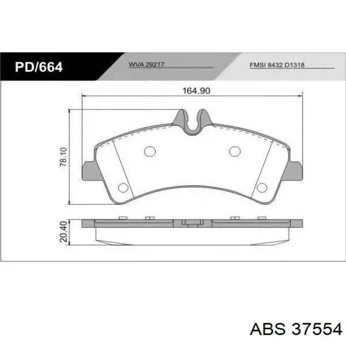 Колодки дисковые  ABS 37554 цена, от 26.44 USD