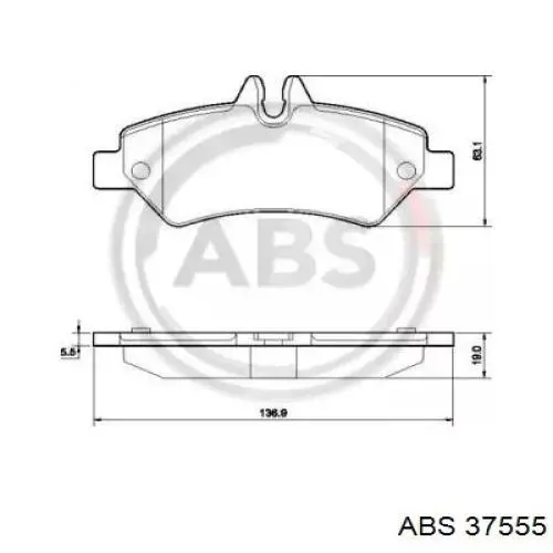 Задние тормозные колодки 37555 ABS