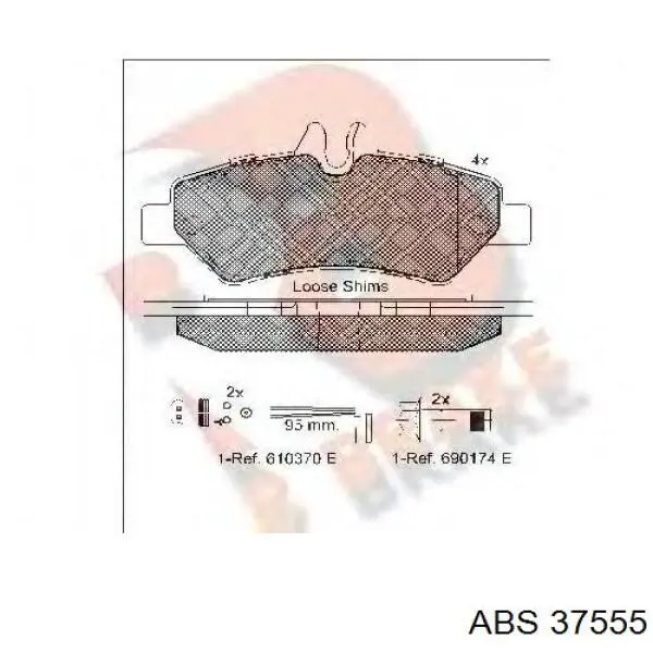 Купить 37555 ABS Колодки тормозные задние, дисковые