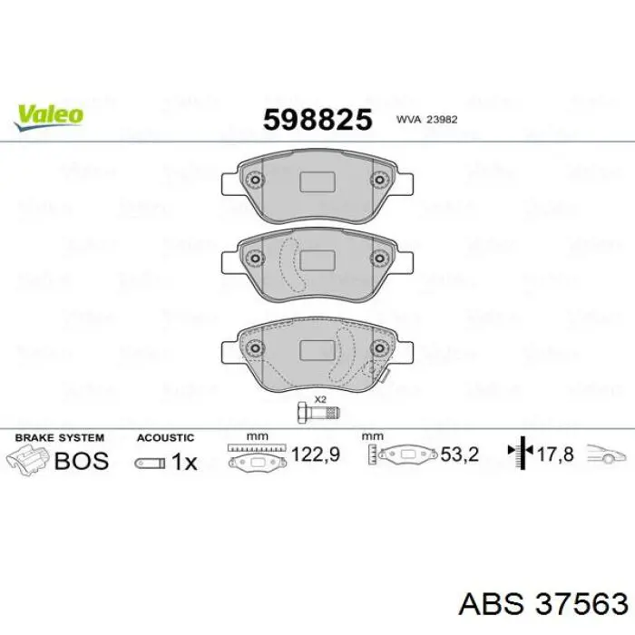 37563 ABS Колодки передние
