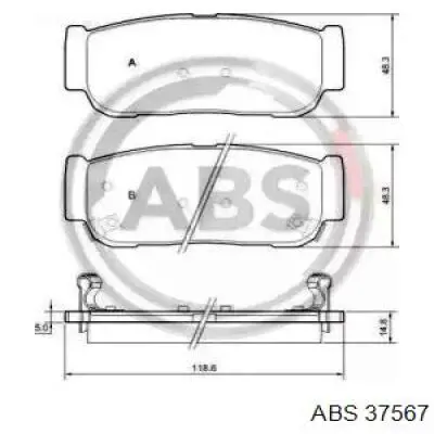Задние тормозные колодки 37567 ABS