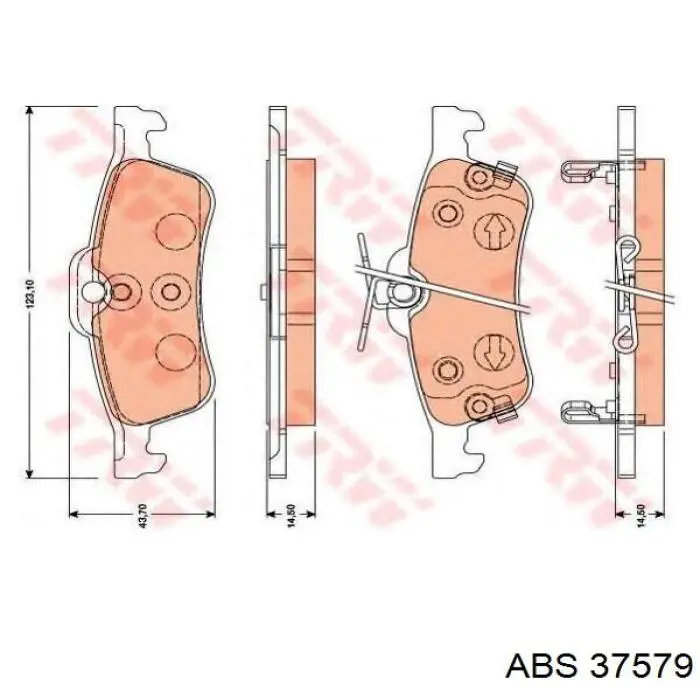 Задние тормозные колодки 37579 ABS