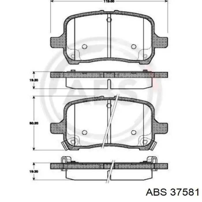 Передние тормозные колодки 37581 ABS