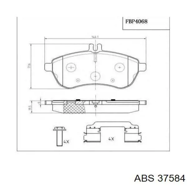37584 ABS Колодки передние