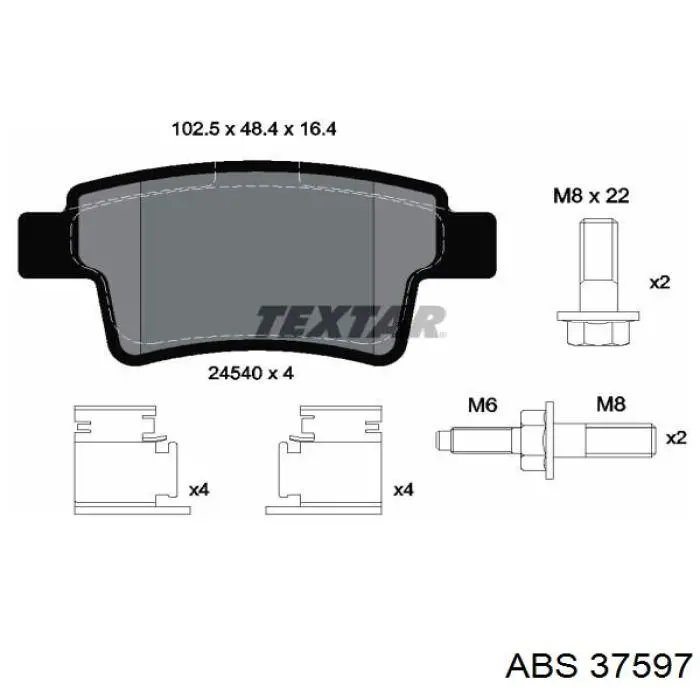 Купить 37597 ABS Колодки тормозные задние, дисковые