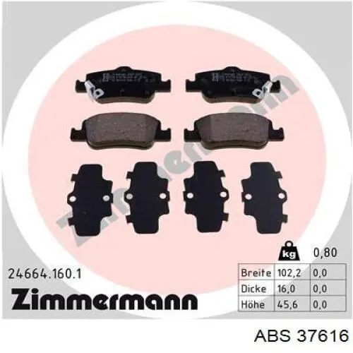 Купить 37616 ABS Колодки тормозные задние, дисковые