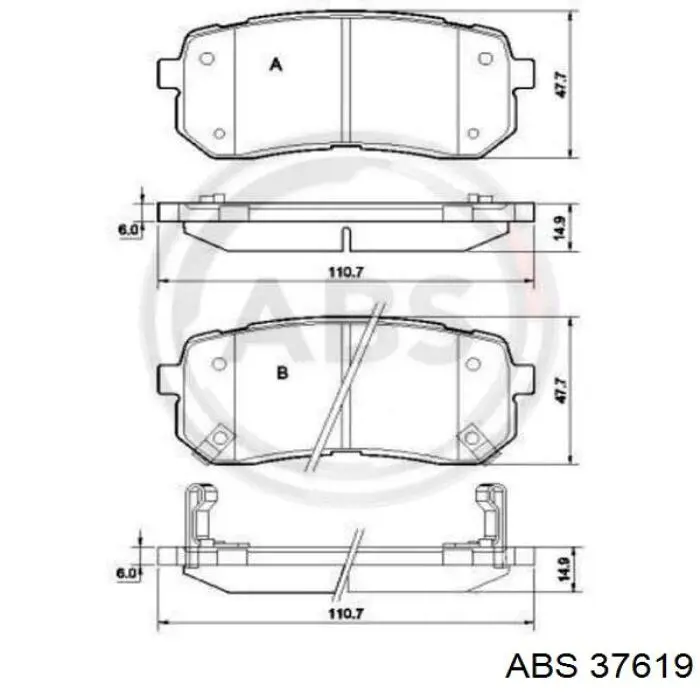 Задние тормозные колодки 37619 ABS