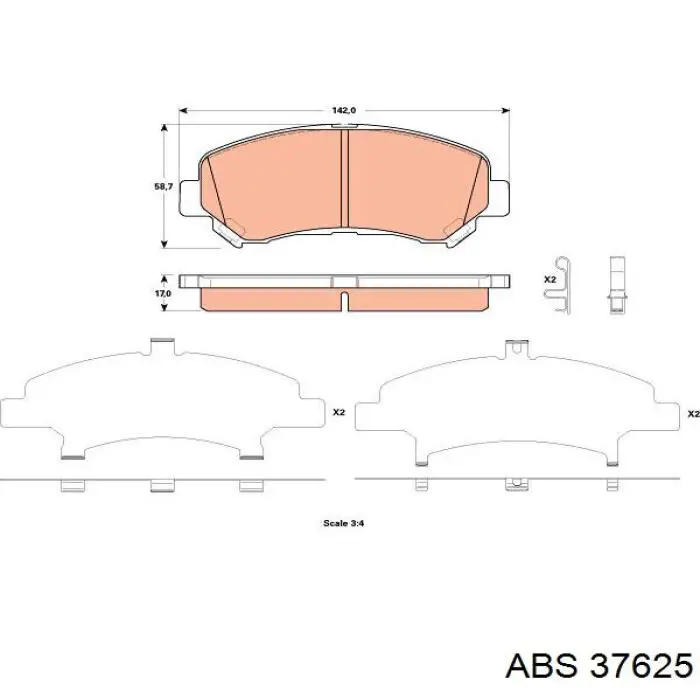 Купить 37625 ABS Колодки тормозные
