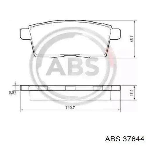 Задние тормозные колодки 37644 ABS