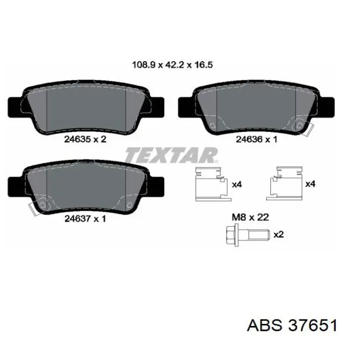Купить 37651 ABS Колодки тормозные задние, дисковые