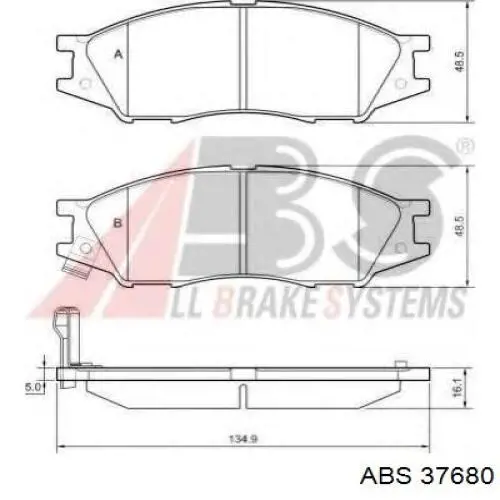 Передние тормозные колодки 37680 ABS