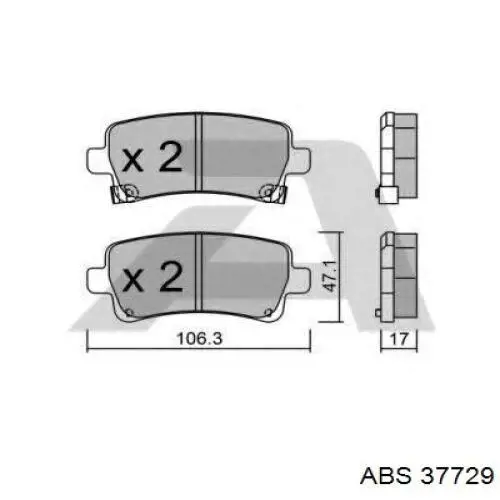 Колодки гальмові задні, дискові 37729 ABS