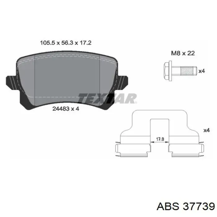 Купить 37739 ABS Колодки тормозные задние, дисковые