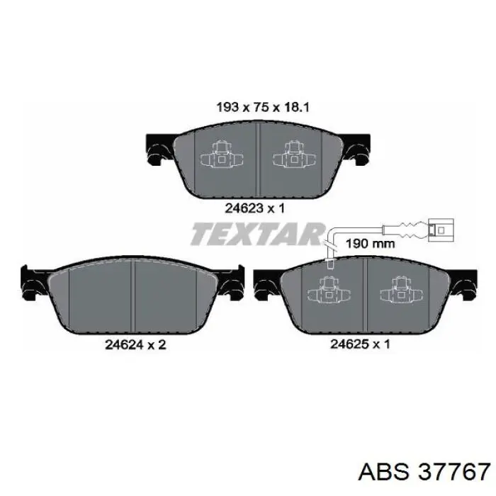Pastillas de freno delanteras 37767 ABS