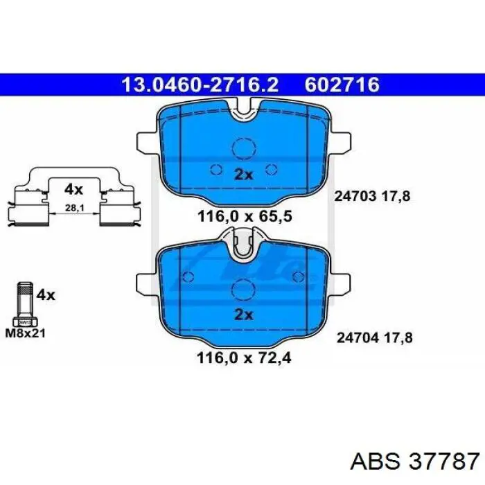 Колодки дисковые  ABS 37787 цена, от 19.40 USD