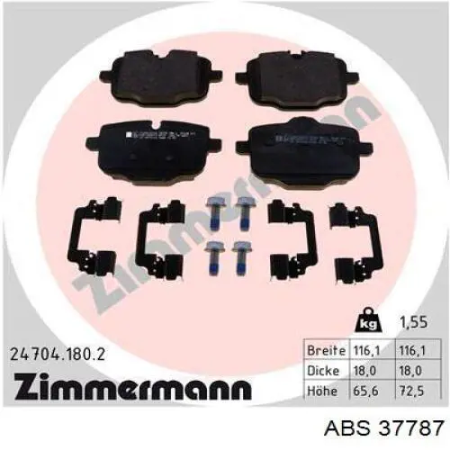 Купить 37787 ABS Колодки тормозные задние, дисковые