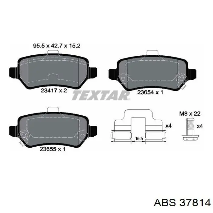 Задние тормозные колодки 37814 ABS