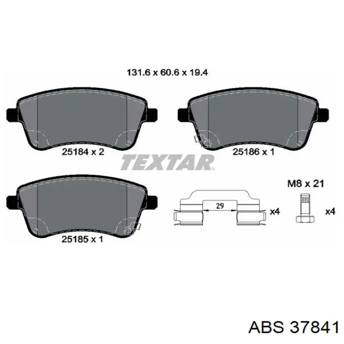 37841 ABS Колодки передние