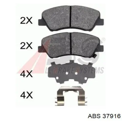 Передние тормозные колодки 37916 ABS