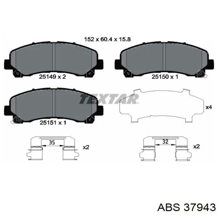 Передние тормозные колодки 37943 ABS