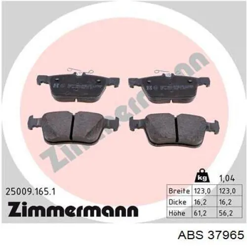 Купить 37965 ABS Колодки тормозные задние, дисковые