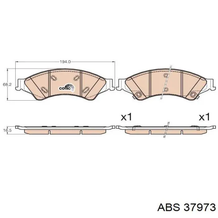 37973 ABS колодки тормозные передние дисковые