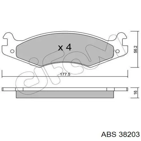 38203 ABS колодки тормозные передние дисковые