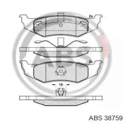 Задние тормозные колодки 38759 ABS