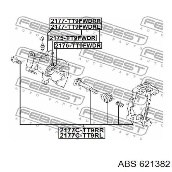 Суппорт задний правый 621382 ABS