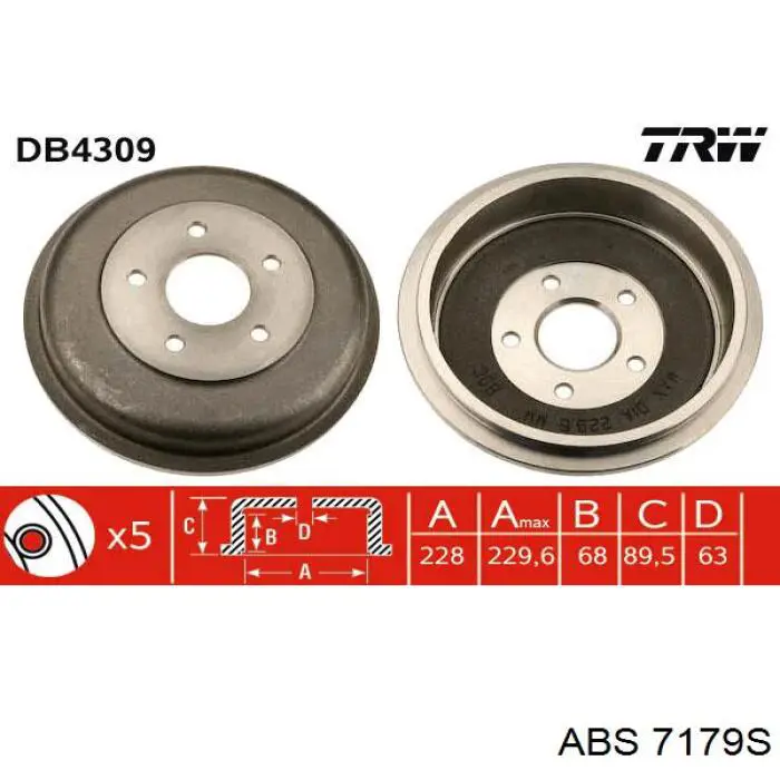 Барабан тормозной задний ABS 7179S цена, от 47.88 USD