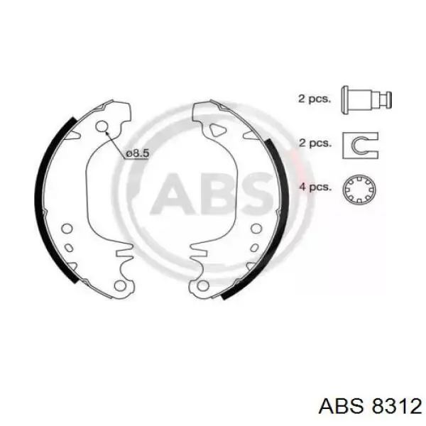 Купить 8312 ABS Задние барабанные тормозные колодки