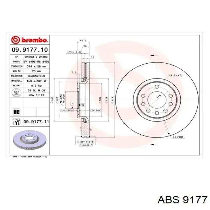 Тормозные колодки стояночного тормоза ABS 9177 цена, от 25.51 USD