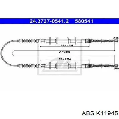 Cable de freno de mano trasero derecho/izquierdo K11945 ABS