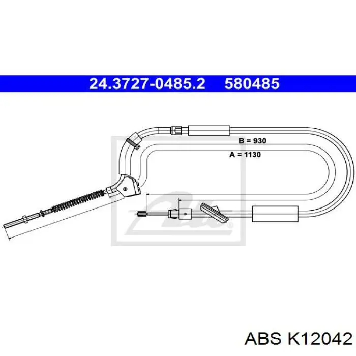 Трос ручного тормоза передний ABS K12042 цена, от 19.33 USD