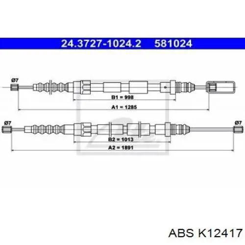 Трос ручника K12417 ABS