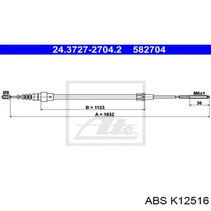 Задний трос ручника K12516 ABS