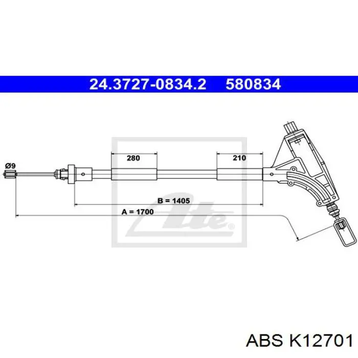 K12701 ABS трос ручного тормоза передний