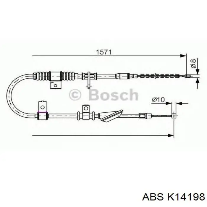 Задний правый трос ручника K14198 ABS