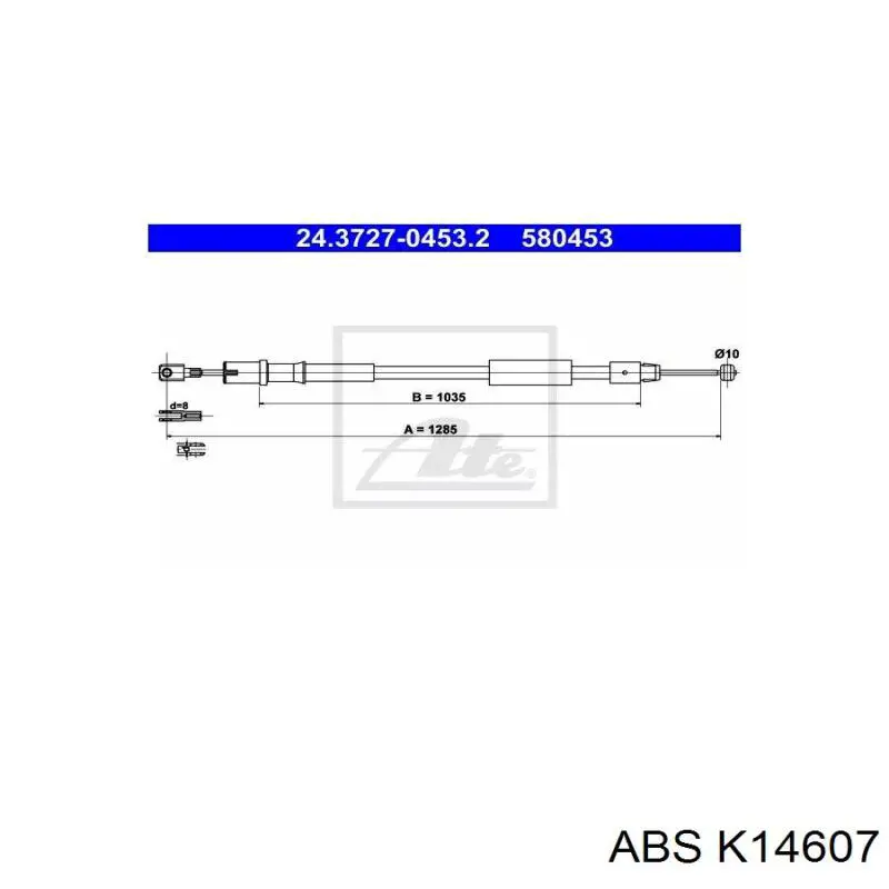 Купить K14607 ABS Трос стояночного тормоза задний левый