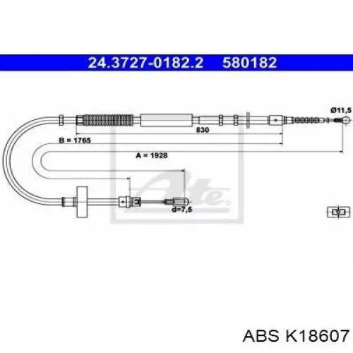 Cable de freno de mano trasero izquierdo K18607 ABS