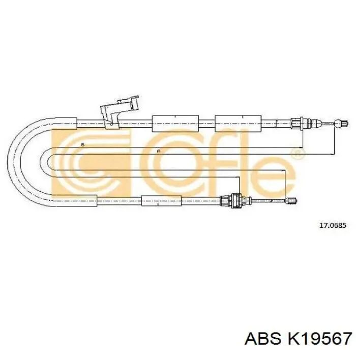 Cable de freno de mano trasero izquierdo K19567 ABS