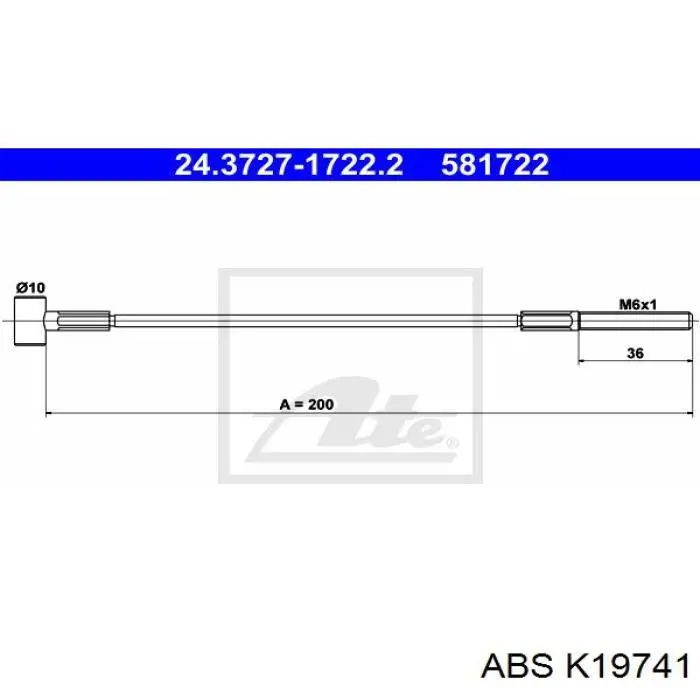 Трос ручного тормоза передний ABS K19741 цена, от 7.17 USD